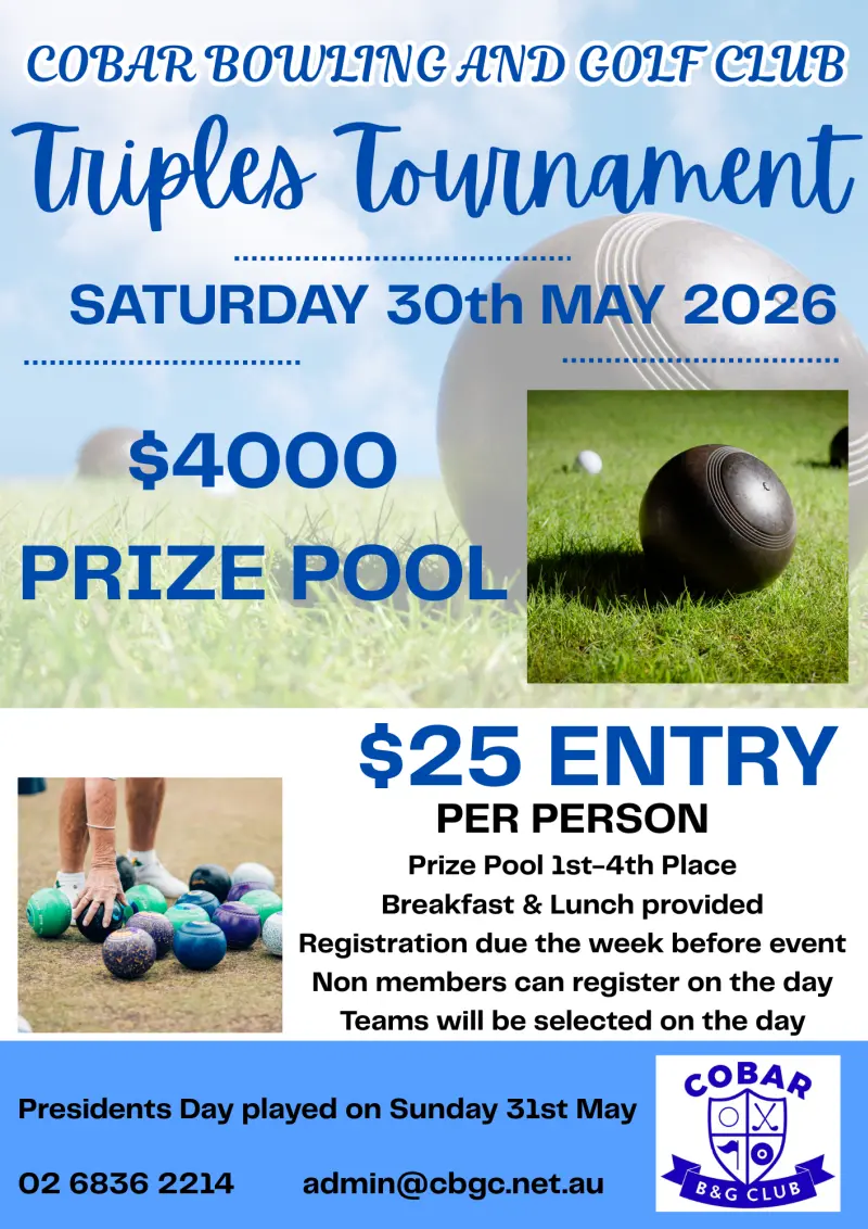 Triples Tournament Cobar Bowls May 2026